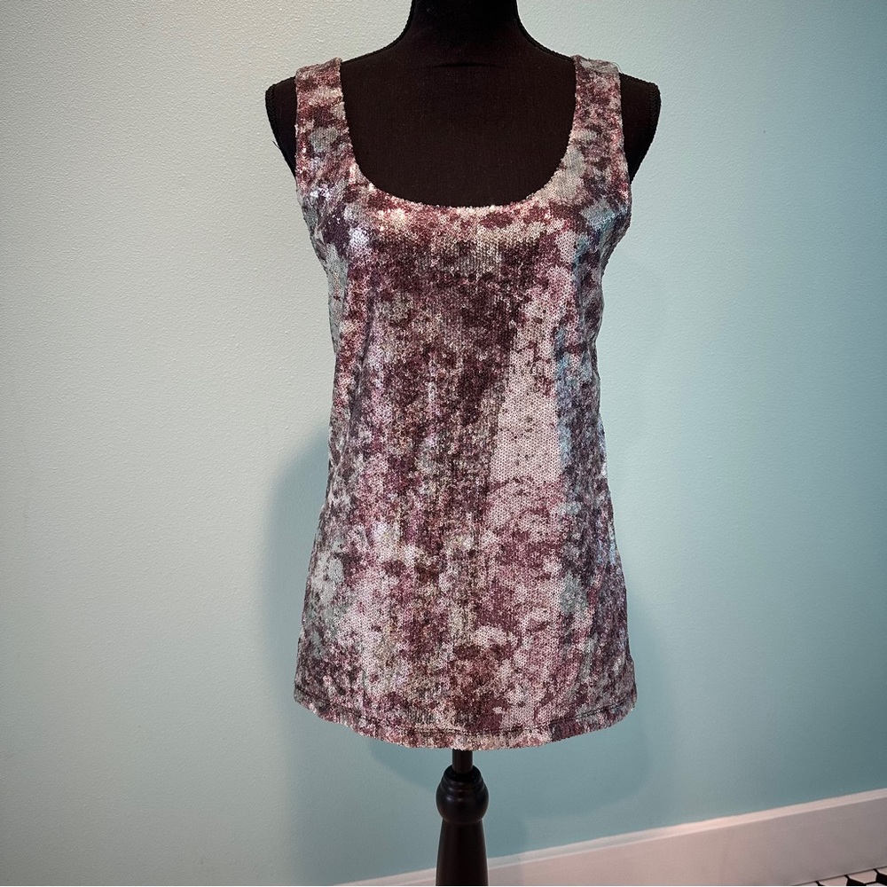 INC Sequin silver and rose tank size L